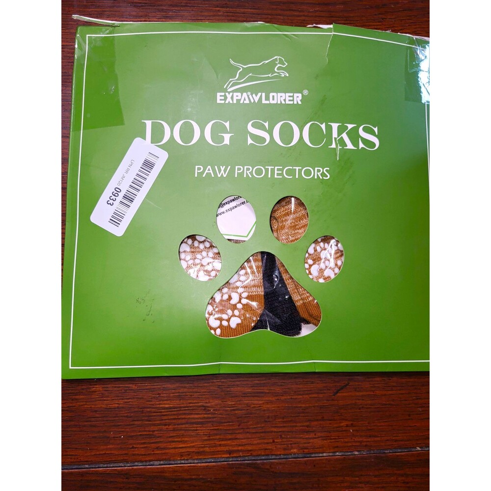 New EXPAWLORER Dog Socks Paw Protectors Anti-Slip Grip Straps - Size Large